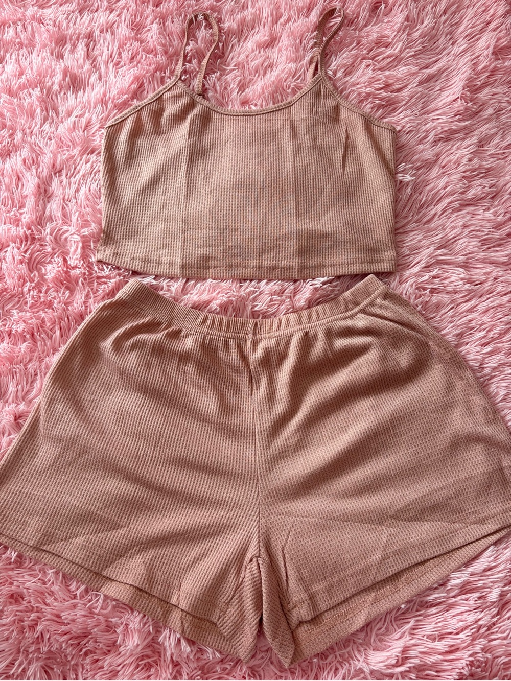 Ribbed Cropped Cami & Lounge Shorts Set - Taupe